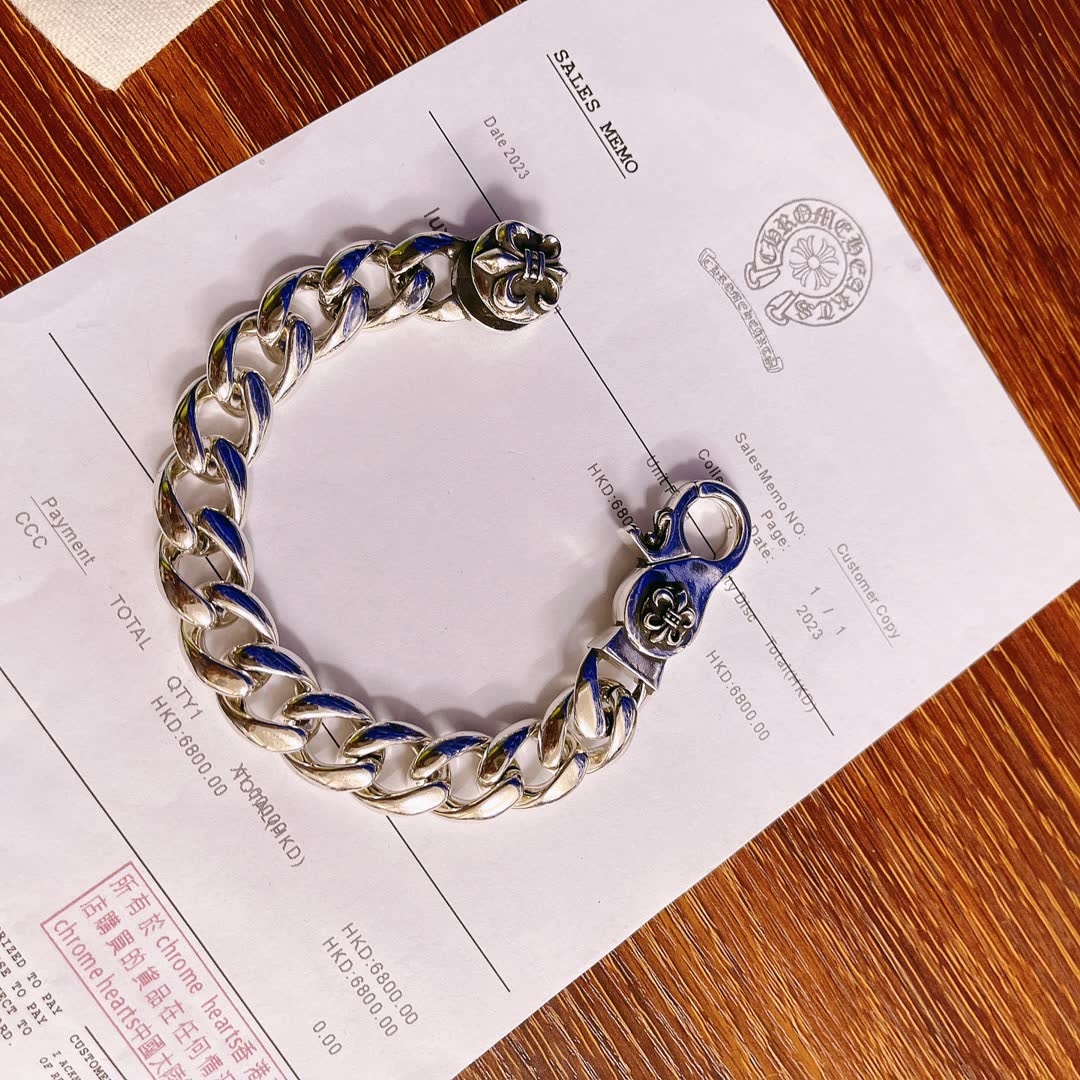 Chrome Hearts Silver Blue Enamel Bracelet